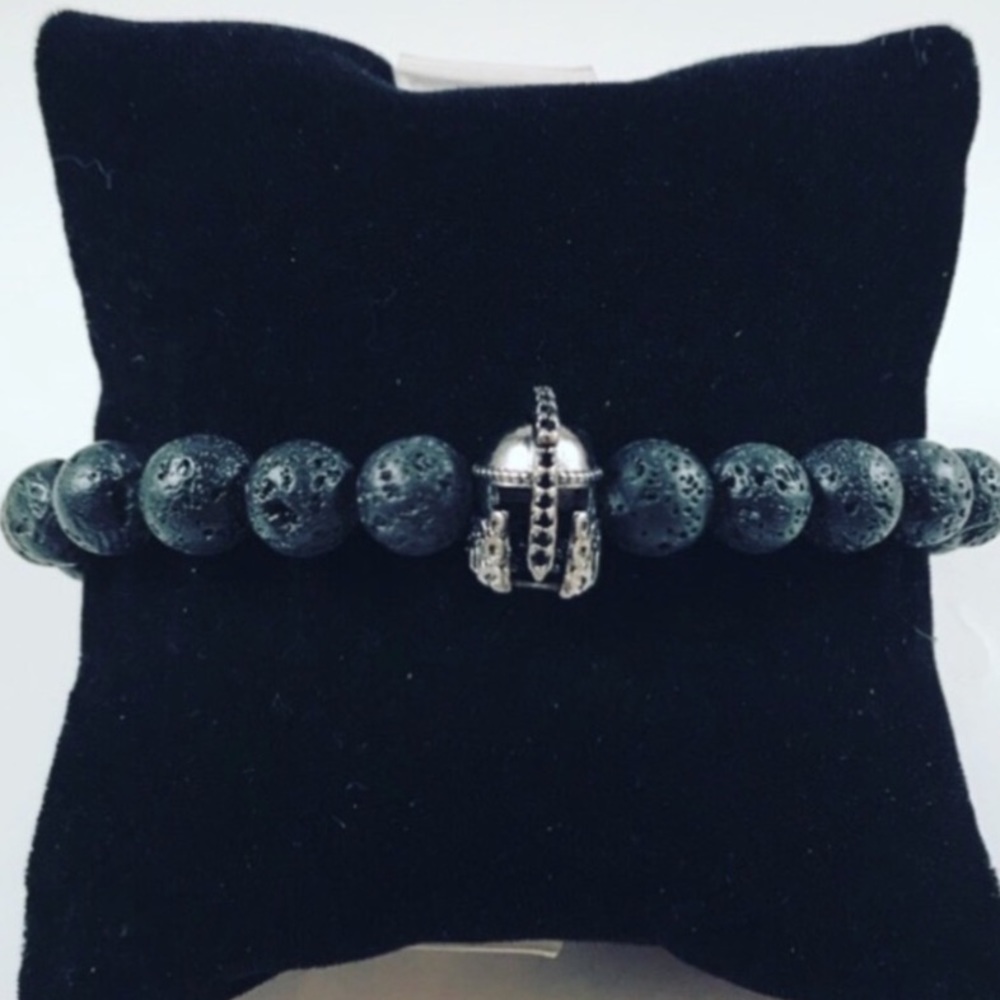 Black lava rock black rodhium cz gladiator helmet - Picture 6 of 8